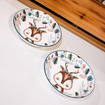 Ceramic Plates w/Deer in Color Box, Set of 2