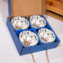 Ceramic Bowls w/Deer in Color Box, Set of 4