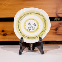 Stoneware Hand-Painted Plate, Key With Stand