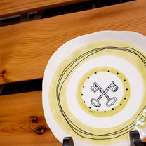 Stoneware Hand-Painted Plate, Key With Stand