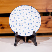Stoneware Plate w/ Floral Pattern, Blue