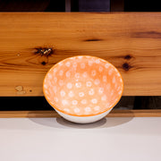 Stoneware Bowl w/ Floral Pattern, Orange
