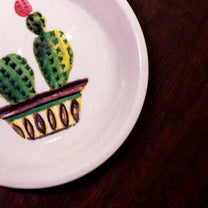 Lori Round Stoneware Dish w/ Cactus Decal