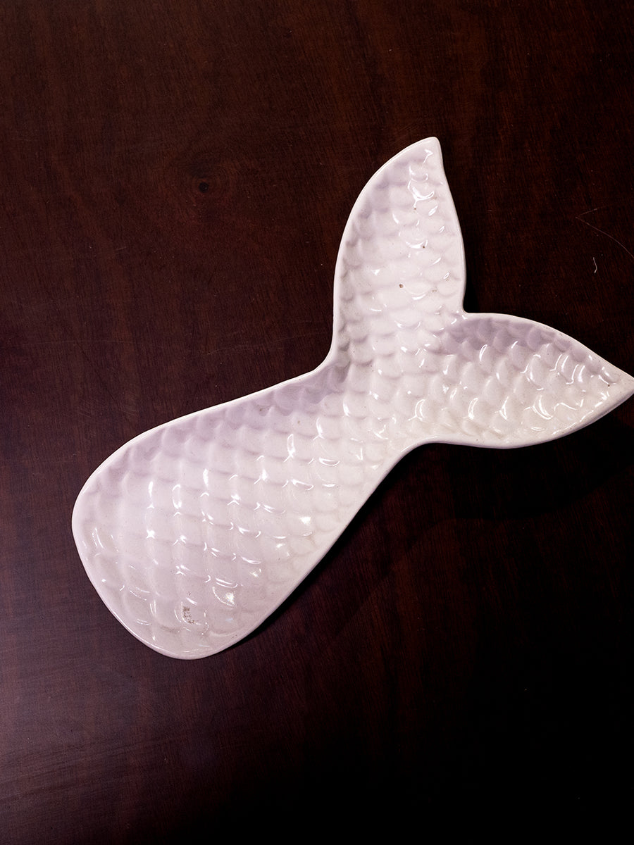 Stoneware Mermaid Tail Dish, White