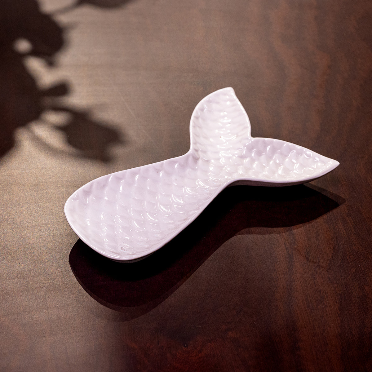 Stoneware Mermaid Tail Dish, White