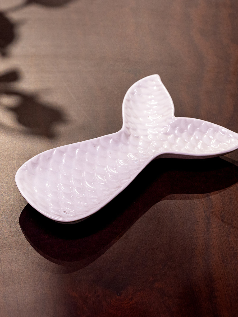 Stoneware Mermaid Tail Dish, White