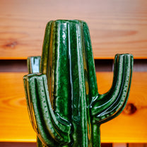 Stoneware Cactus Vase, Green