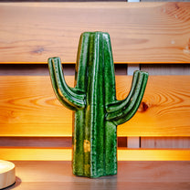 Stoneware Cactus Vase, Green
