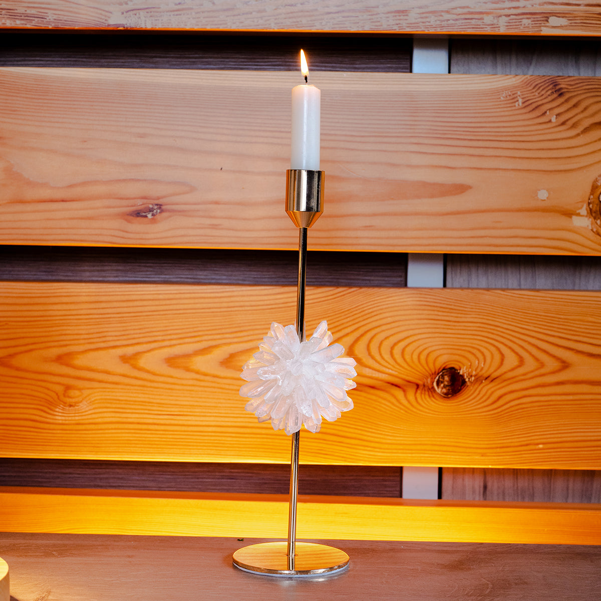 Crystal &amp; Brass Candlestick