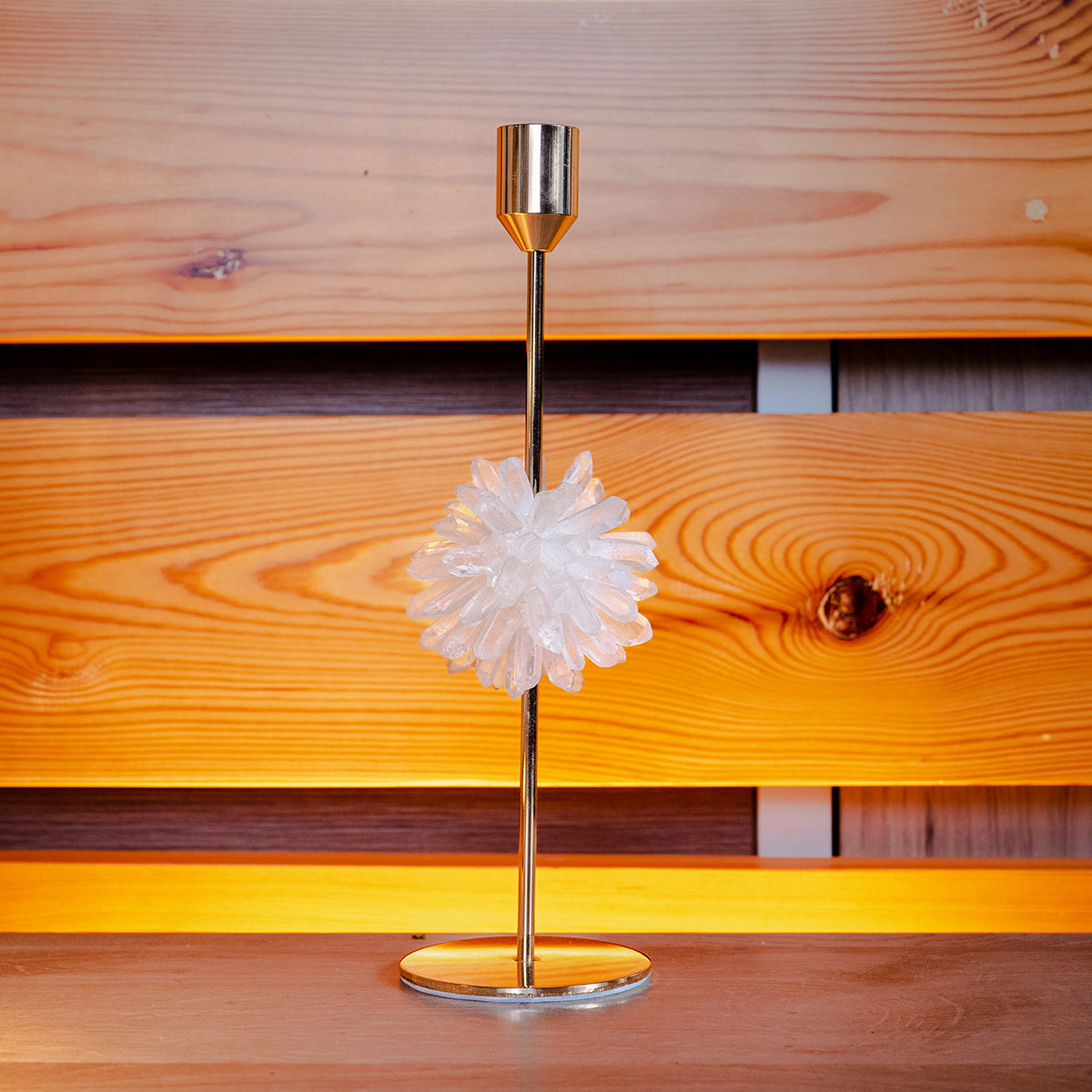 Crystal &amp; Brass Candlestick