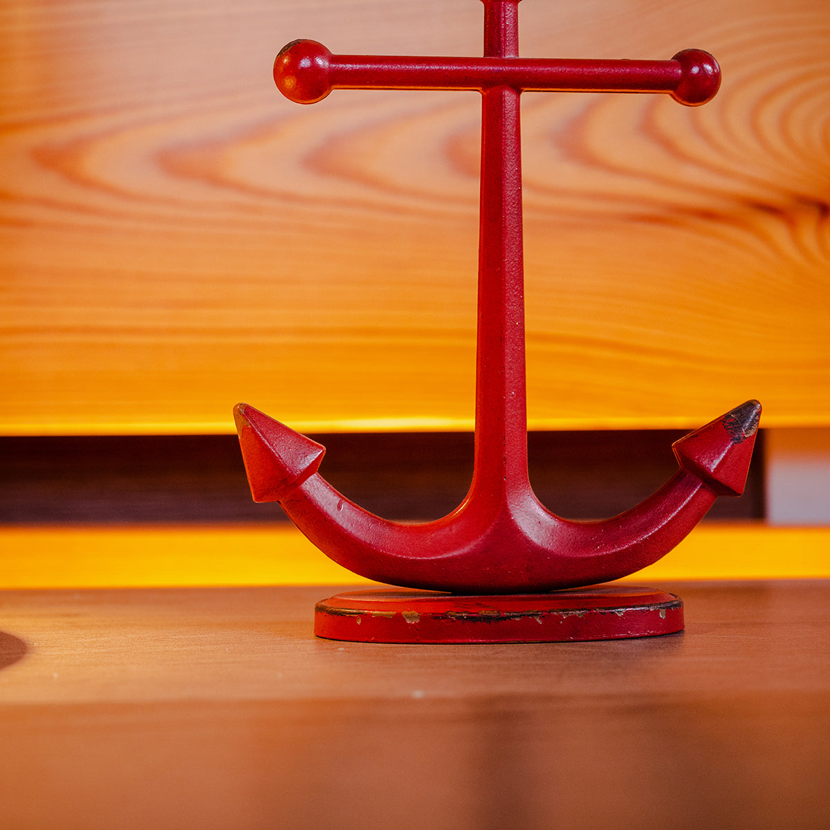Pewter Anchor Shaped Ring Holder, Red