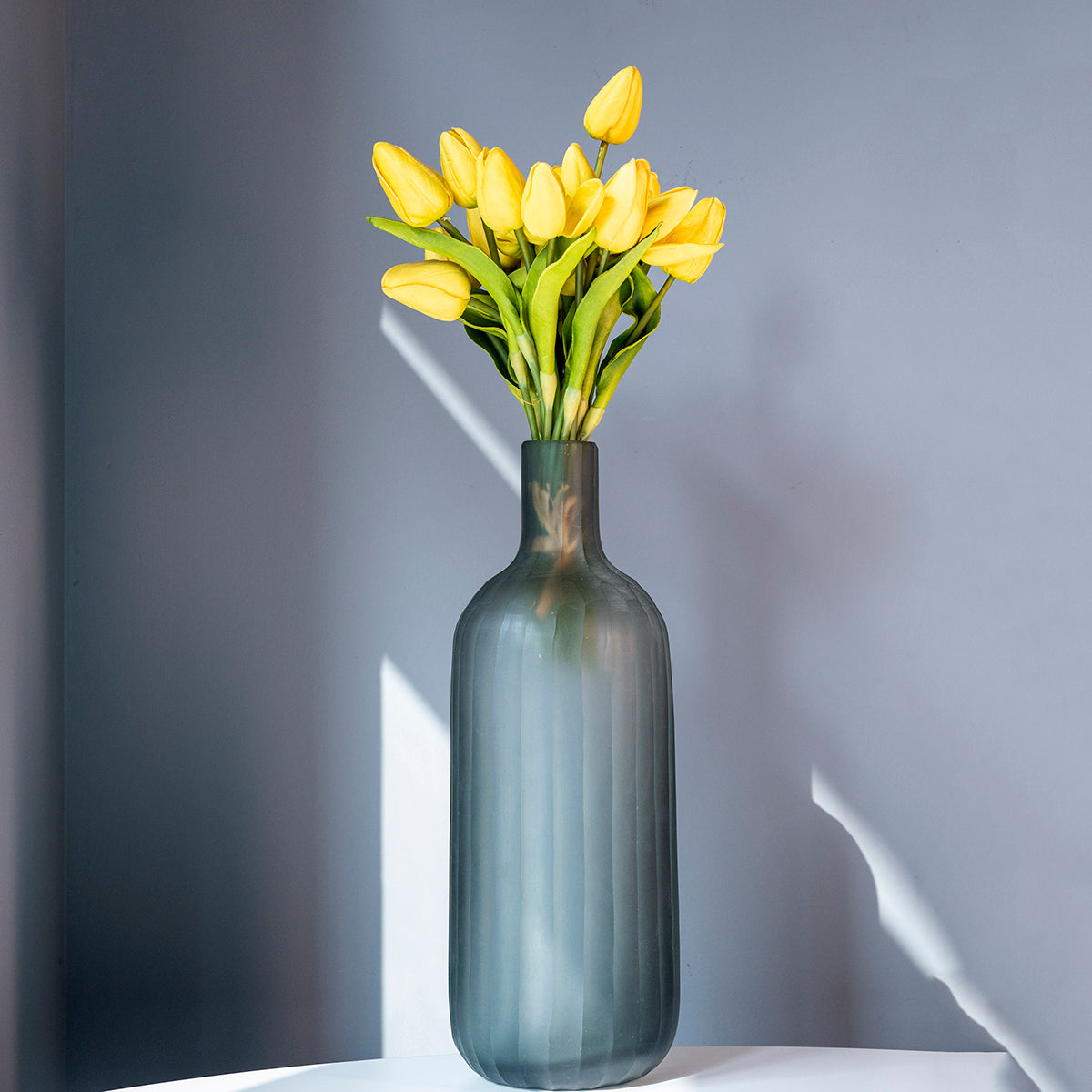 Large Cut Glass Vase, Grey