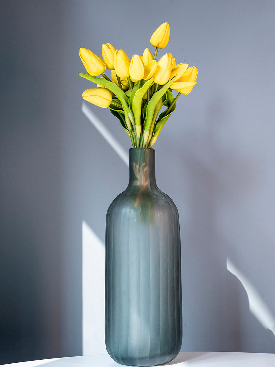 Large Cut Glass Vase, Grey