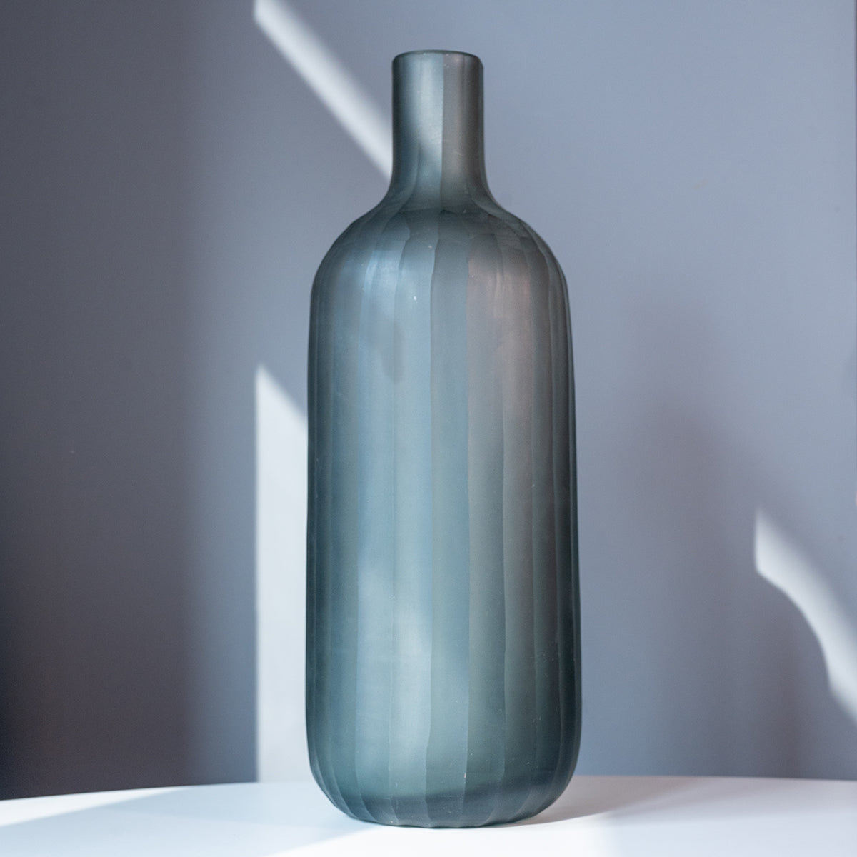 Large Cut Glass Vase, Grey