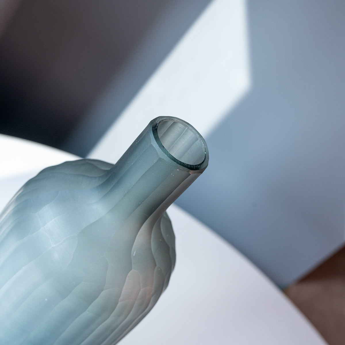 Large Cut Glass Vase, Grey