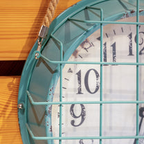 Nautical Wall Clock w/ Rope Handle, Blue