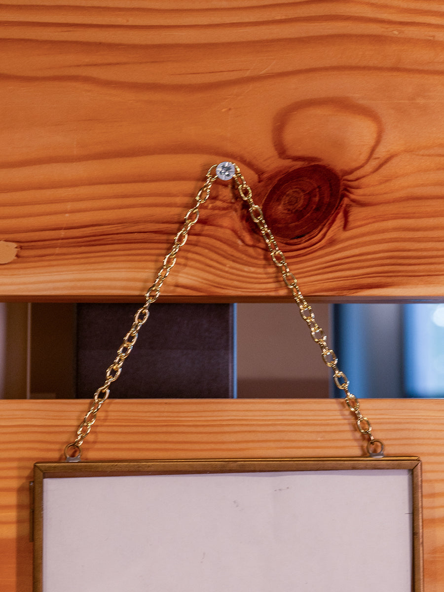 4" x 6" Brass Edge Hanging Glass Photo Frame, Large