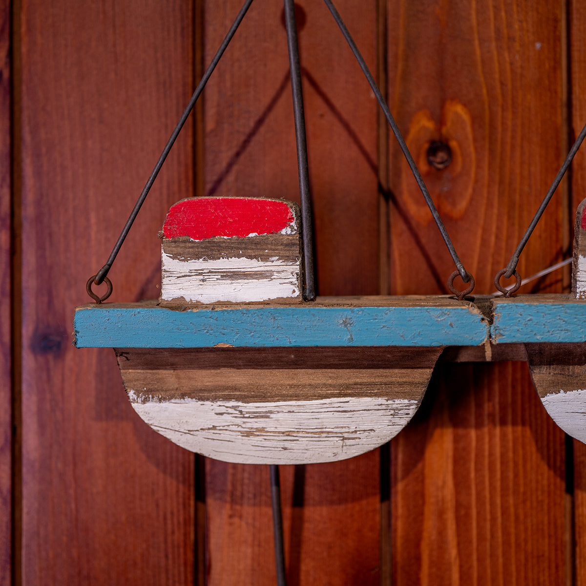 Wood & Metal Boats Wall Décor w/ 3 Hooks