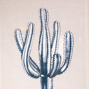 Fir Framed Wall Art w/ Cactus Image, Blue