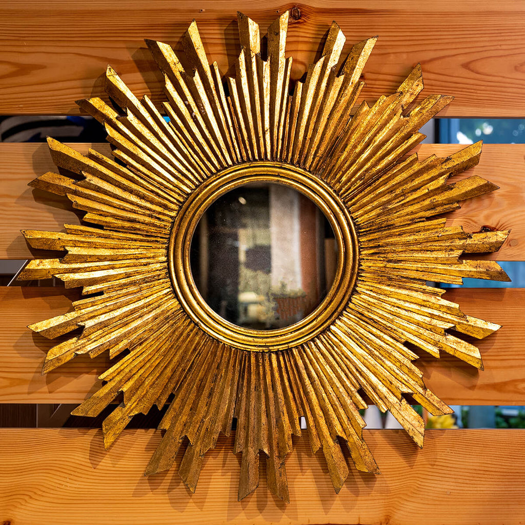 MDF Sunburst Mirror, Antique Gold
