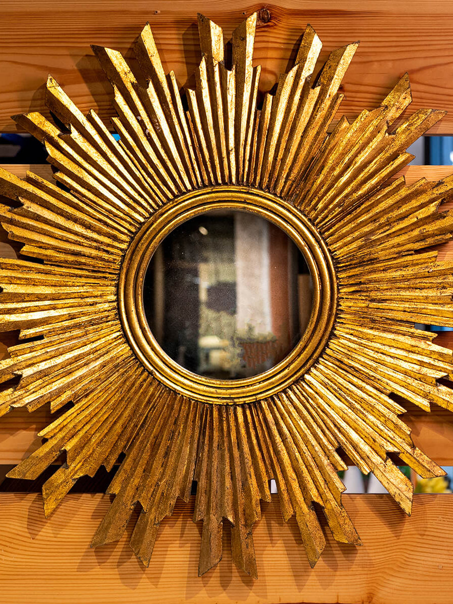 MDF Sunburst Mirror, Antique Gold