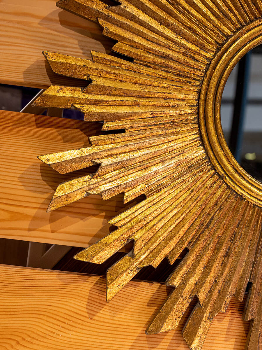MDF Sunburst Mirror, Antique Gold