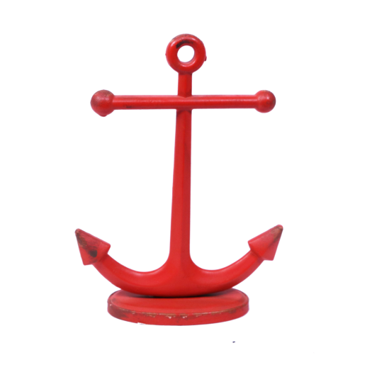 Pewter Anchor Shaped Ring Holder, Red