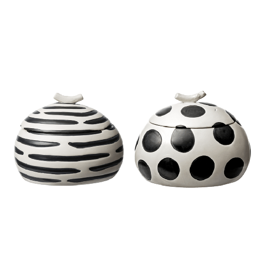 Dolomite Box with Polka Dots and Stripes, Black & White , 2 styles