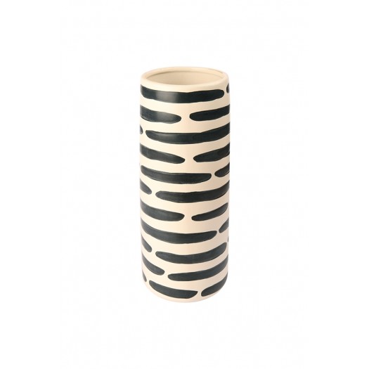 Dolomite Vase w/ Stripes, Black & White