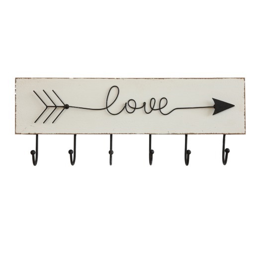 MDF & Metal Wall Hooks “Love” Arrow