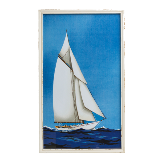 Wood  Framed Wall Art with Sail Boat