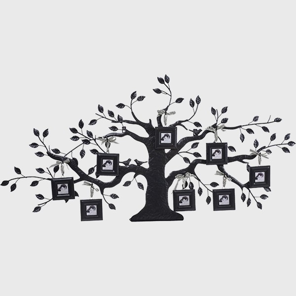Metal Family Tree Wall Plaque with 8 Square 2“ x 2” Photo Frames