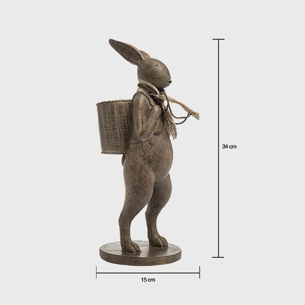 Jack Rabbit Figurine w/scarf & basket - Large - McPhail's Furniture