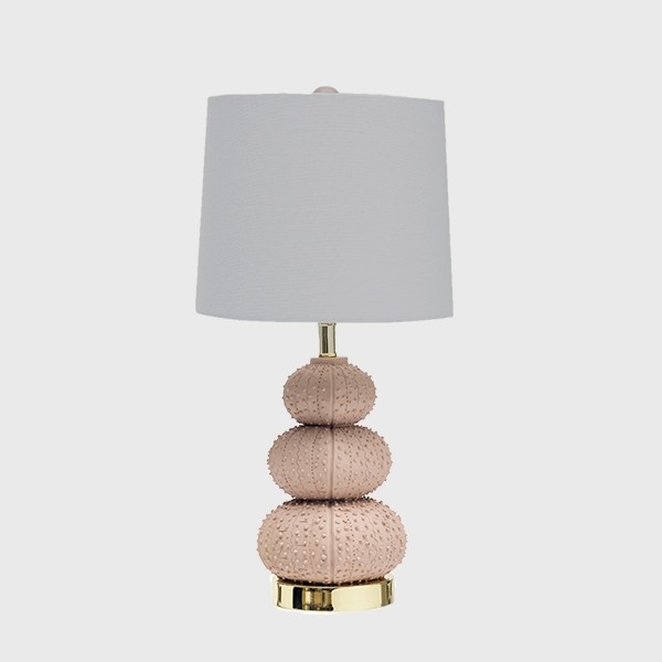 Resin Sea Urchin Table Lamp With Gold, White Sea Urchin Table Lamp