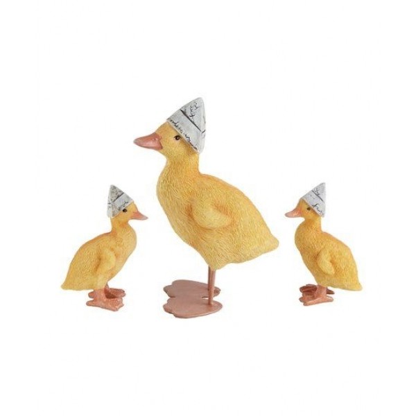 Resin Duck Family, Set of 3, Yellow  