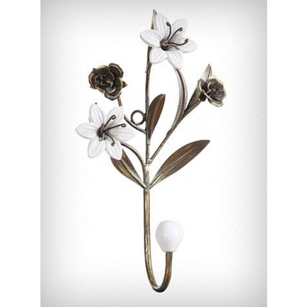 Metal Hook w/ Ceramic Flowers   
