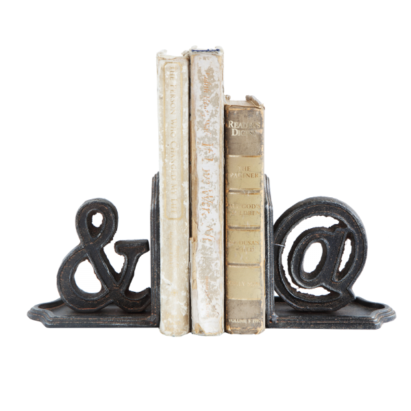 Cast Iron Bookends "&/@", Set of 2