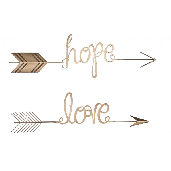 Metal "hope" & "love" Arrow, Gold, 2 Styles