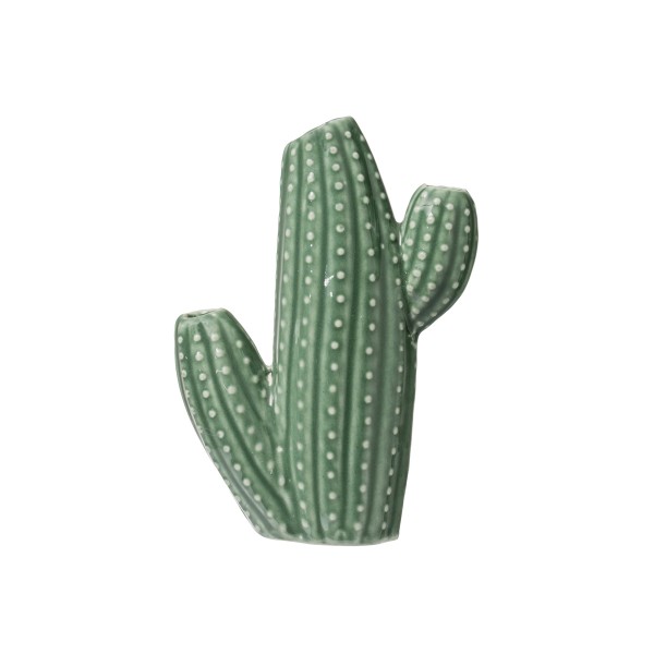 Stoneware Cactus Vase, Green