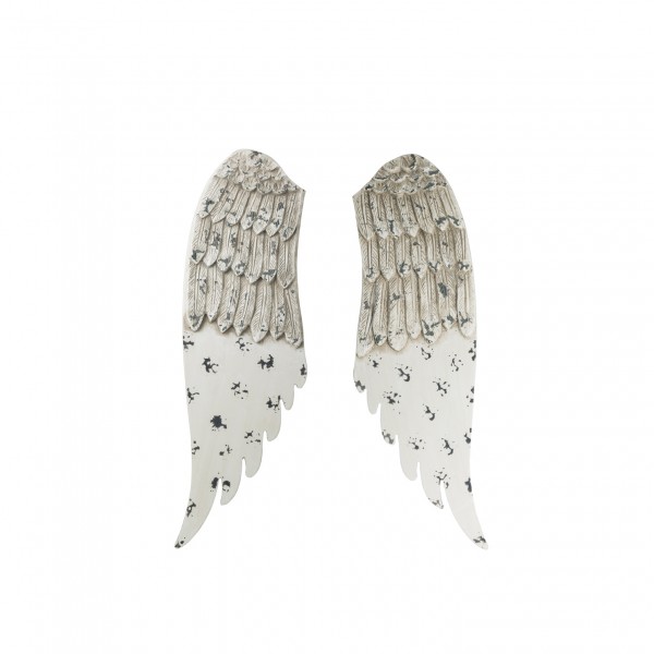 MDF Angel Wings, Distressed White, Set of 2  