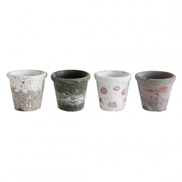 Clay Pot, Distressed Finish, 4 Styles, Holds 3" Pot (Each One Will Vary)