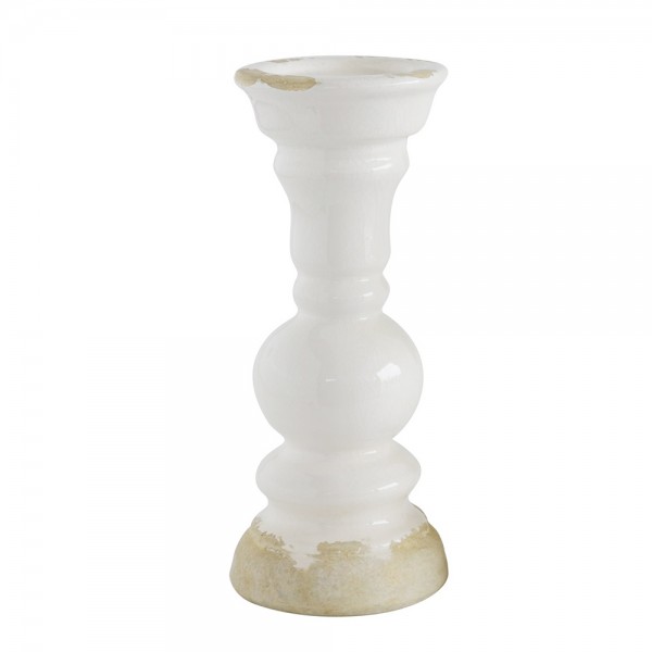 Large Stoneware Candle Holder, White 