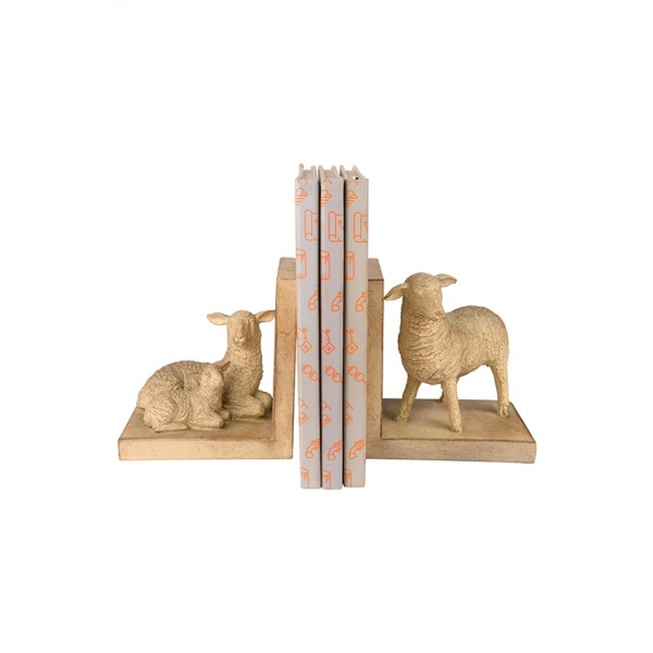 Resin Sheep Bookends, Cream, Set of 2                    