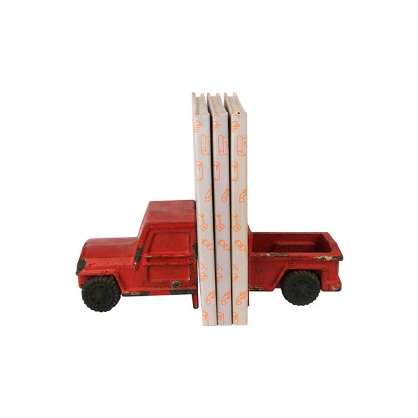  Cast Iron Truck Bookends, Red, Set of 2 