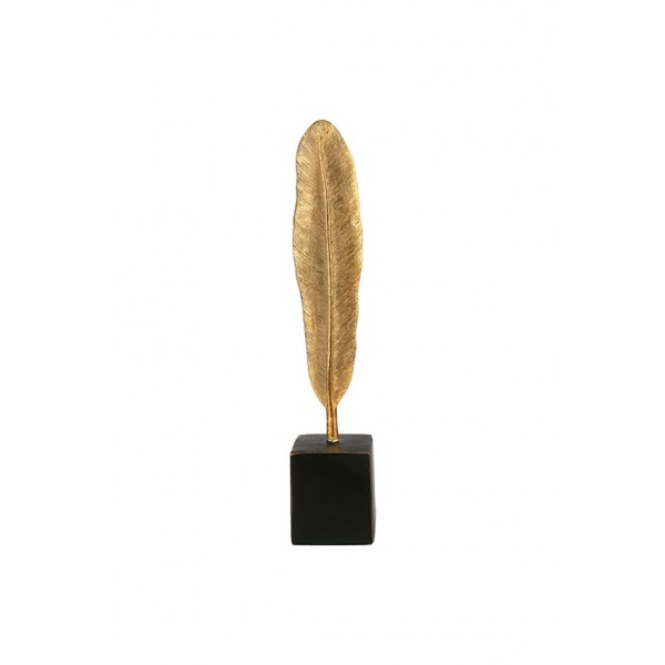 Small Resin Feather on Stand, Gold 