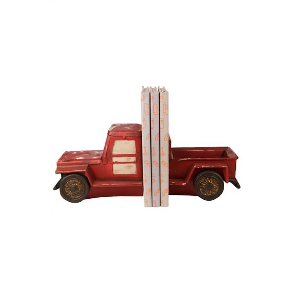 Resin Truck Bookends, Red, Set of 2  
