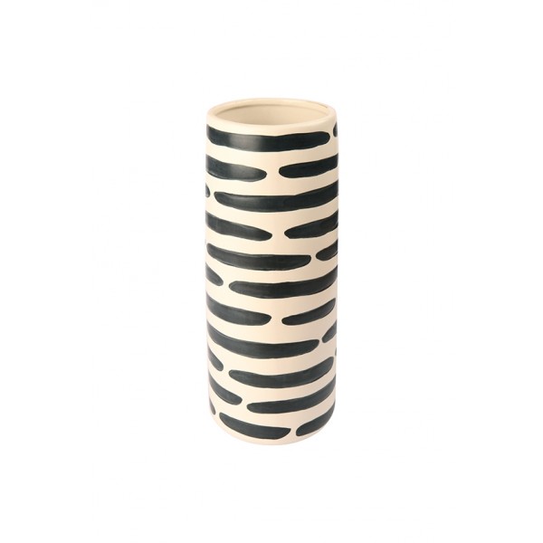 Dolomite Vase w/ Stripes, Black & White
