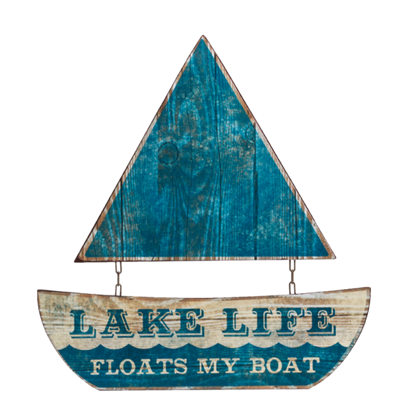 Metal “Lake Life” Sail Boat Wall Plaque