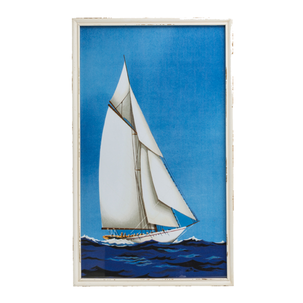 Wood  Framed Wall Art with Sail Boat